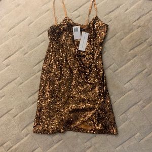 NWT French Connection Gold Sequin Dress Size 8